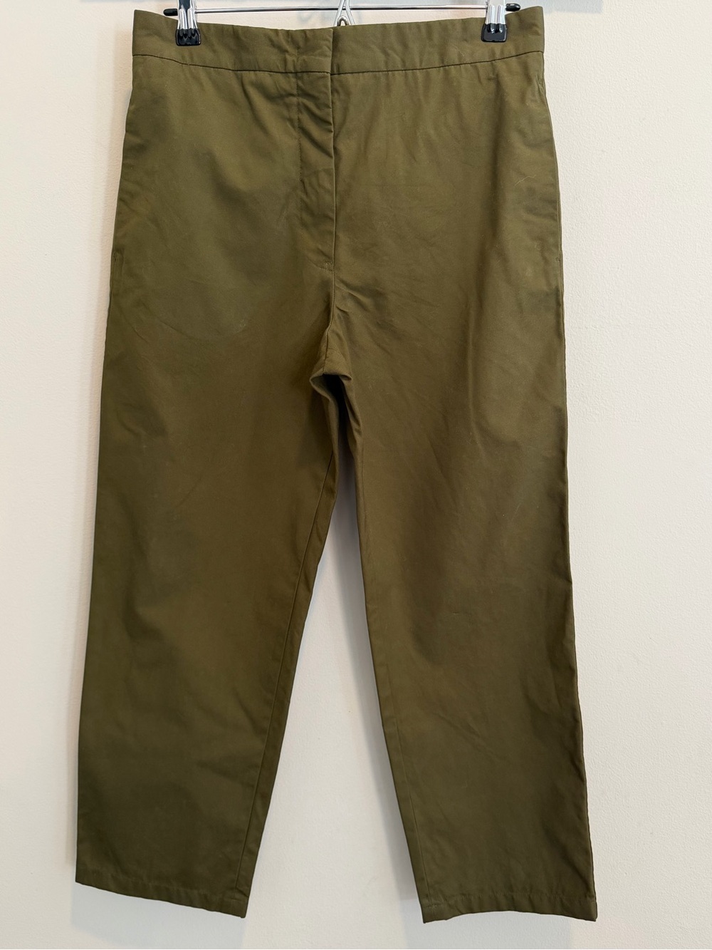 Jil Sander Minimalist Tailored Trousers Relaxed Tapered Pants Olive Green EU 36